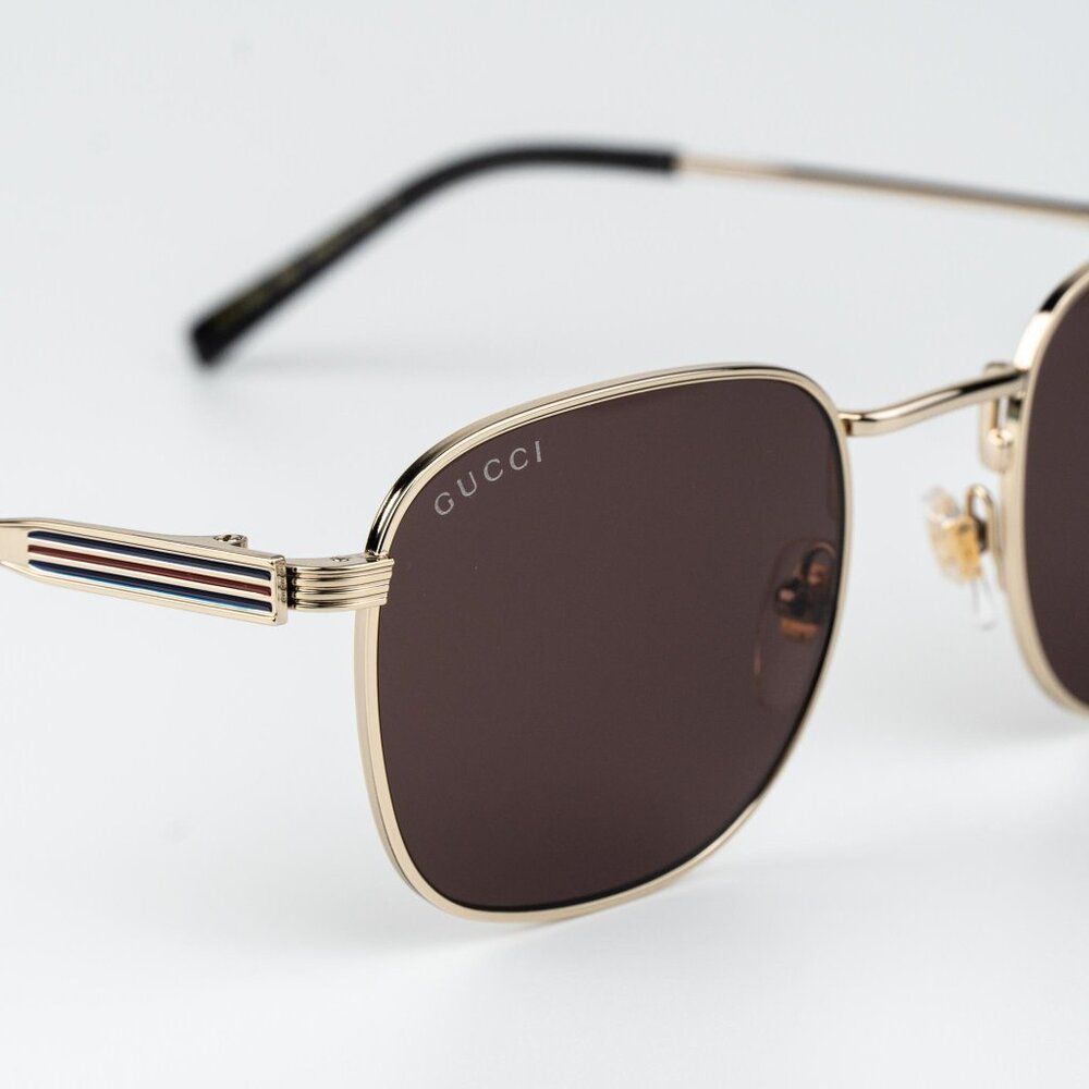 Gucci Men Sunglasses Gold Brown Square GG1876S 002 NEW AUTHENTIC - Picture 5 of 11